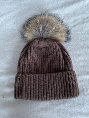 Linda Richards Brown Fur Pom Pom Hat